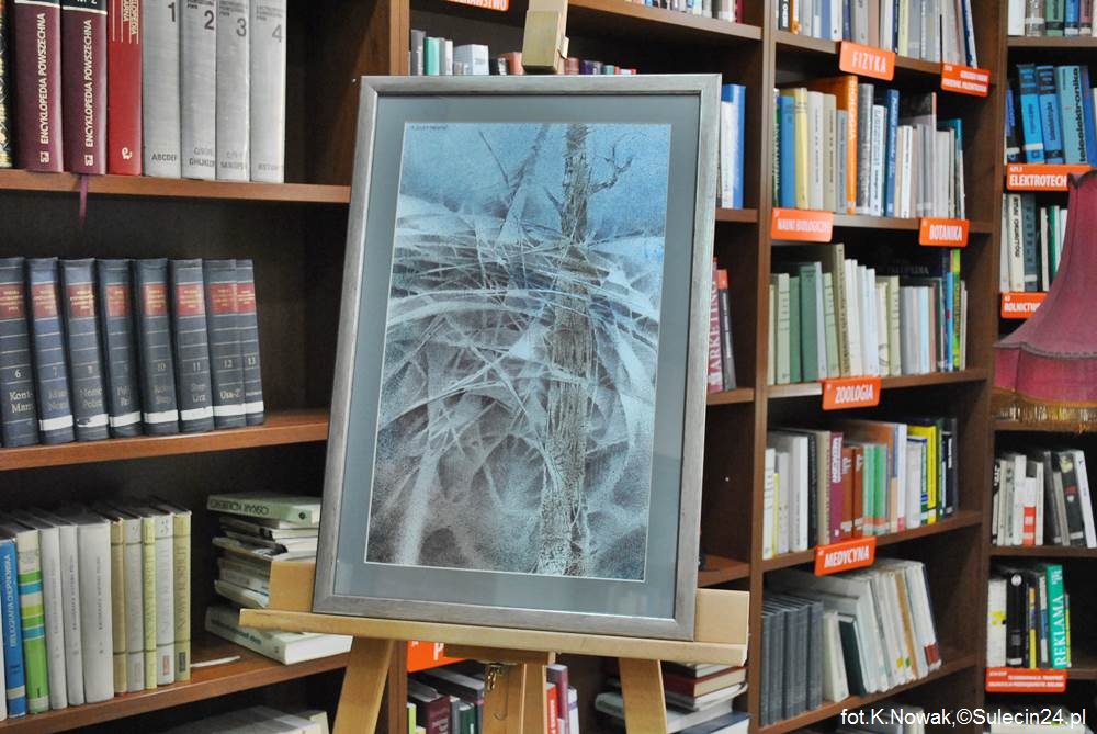 Wystawa grafik Aleksego Nowaka w Bibliotece Publicznej w Sulęcinie