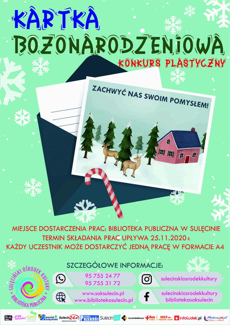 Sulęciński Ośrodek Kultury zaprasza: konkurs na kartkę Bożonarodzeniową.