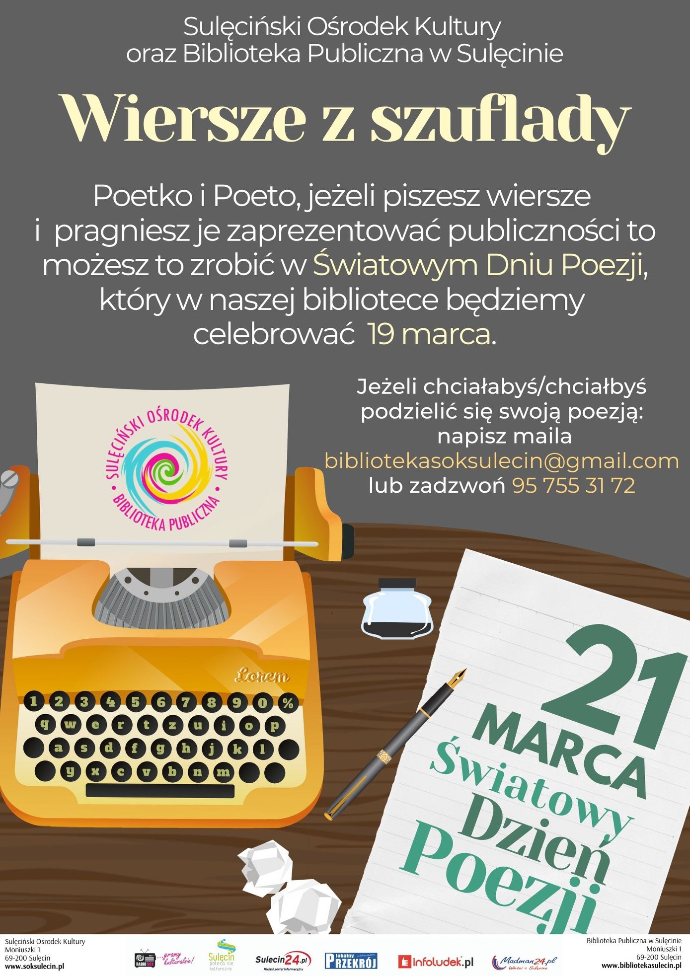 Wiersze z szuflady – akcja Biblioteki Publicznej w Sulęcinie