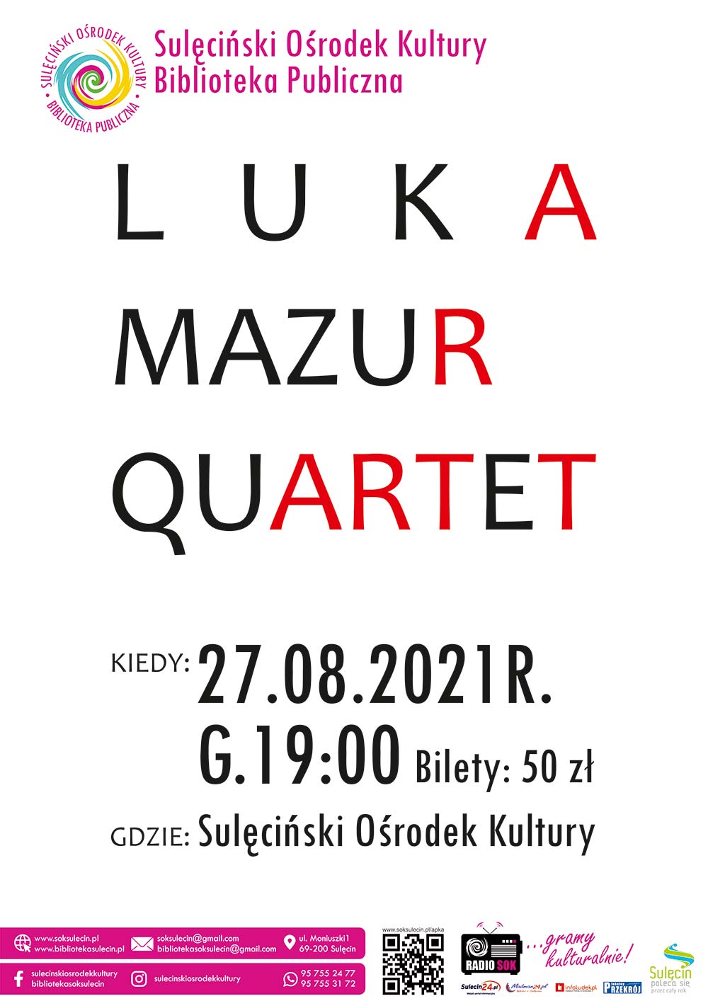 SOK i Biblioteka Publiczna zapraszają na koncert LUKA MAZUR QUARTET!