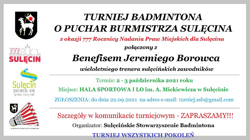 Turniej Badmintona o Puchar Burmistrza Sulęcina