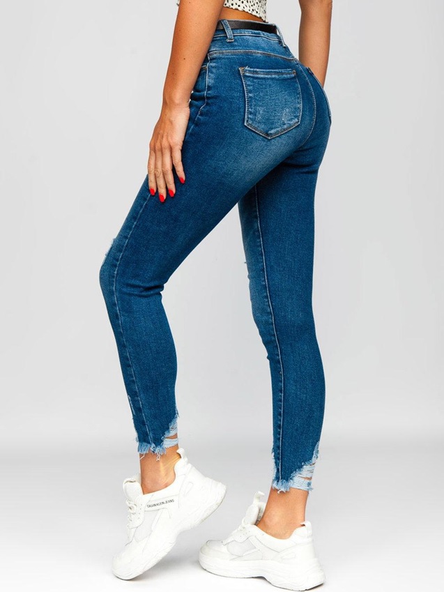 Granatowe spodnie jeansowe rurki