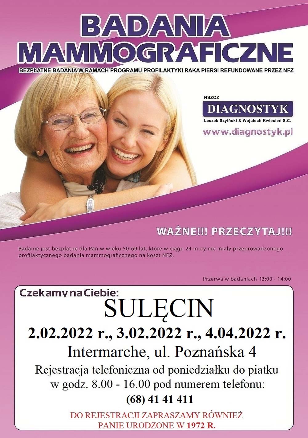 Mammobus w Sulęcinie. Darmowe badania dla kobiet