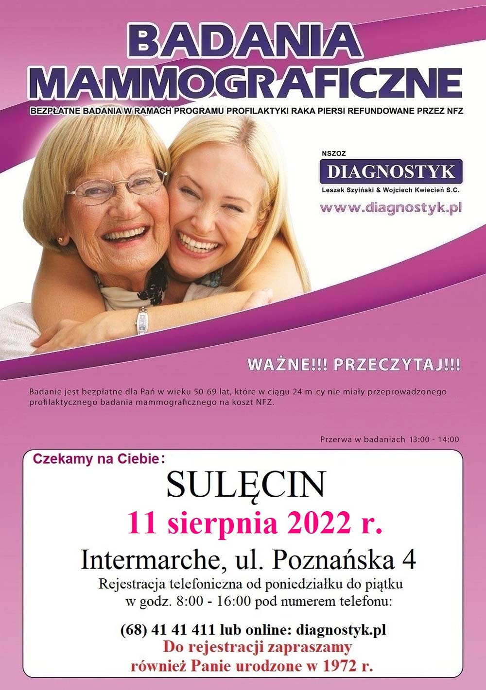 Bezpłatne badania mammograficzne dla kobiet w Sulęcinie
