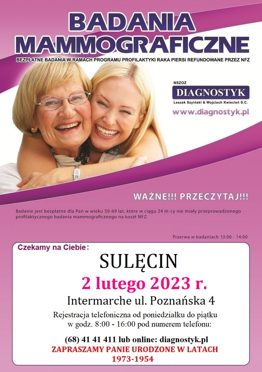 Badania mammograficzne w lutym