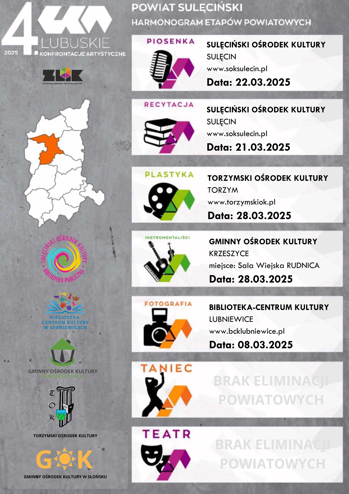 Lubuskie Konfrontacje Artystyczne 2025 – harmonogram eliminacji