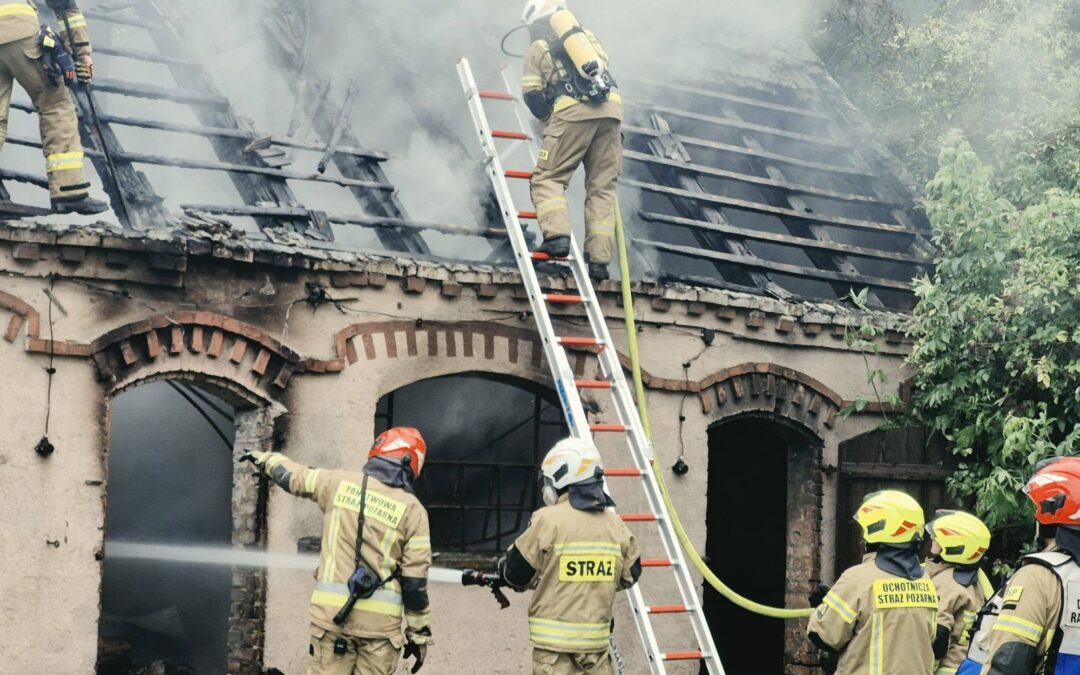 Pożar budynku gospodarczego w Krzeszycach. Ogień objął cały obiekt