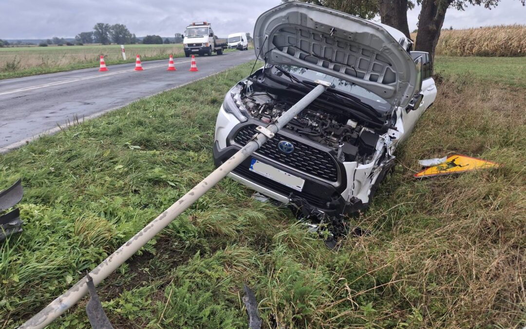 Wypadek na DW 131 w pobliżu Przemysławia. Jedna osoba poszkodowana